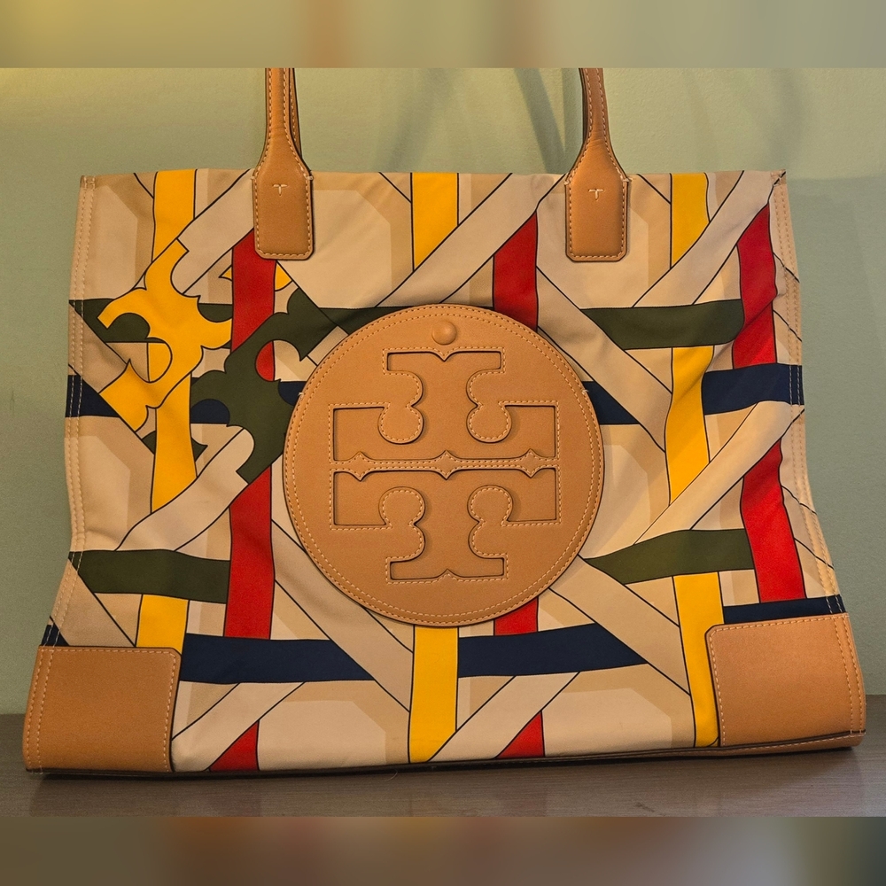 Tory Burch OS leather trim tote *sold out online*